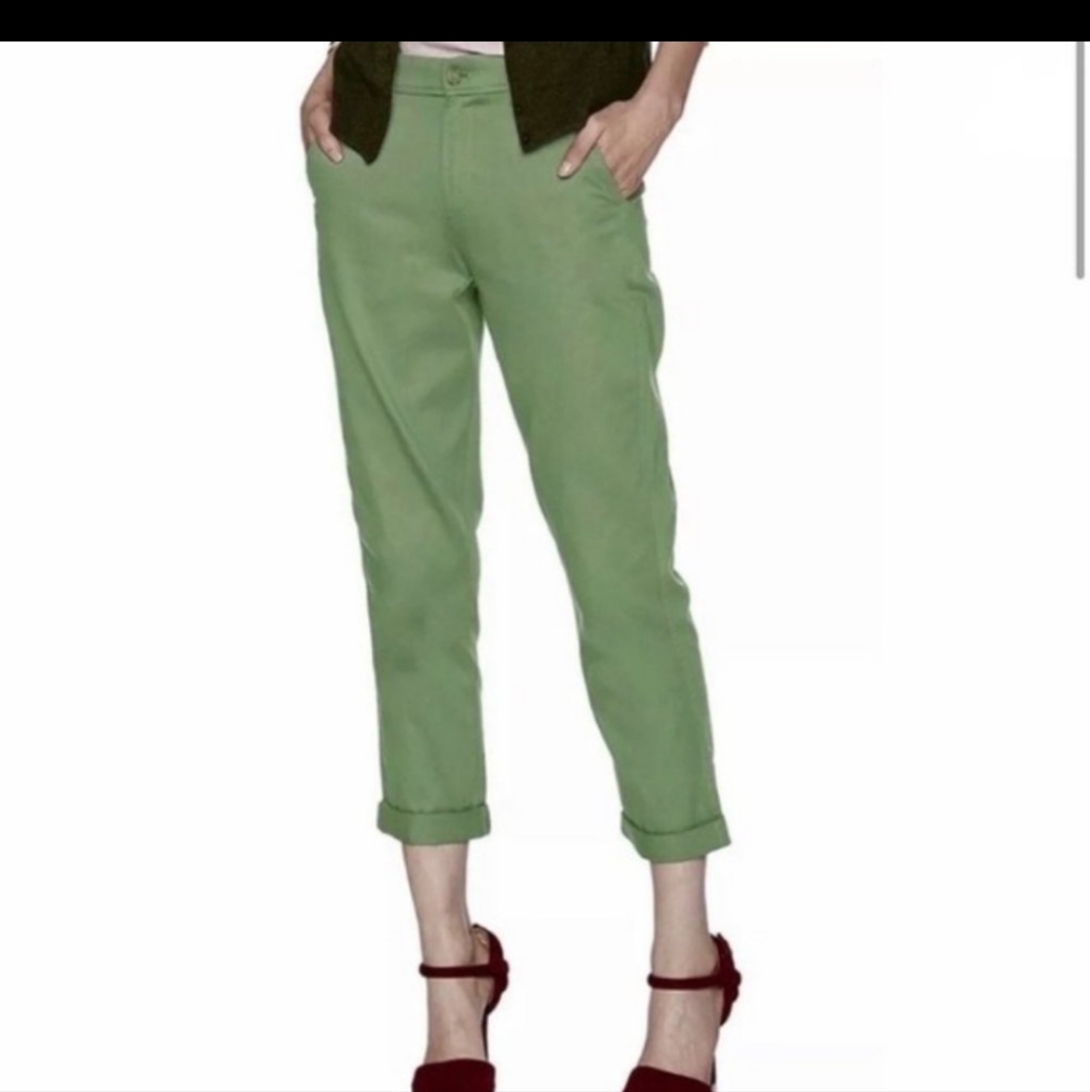 J. Crew Slim Chino Boyfriend - Size 4 - Olive Green, Summer, 100% Cotton
